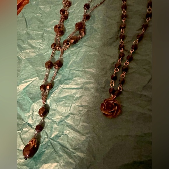 2 Black Czech bead necklaces and a pair of matching earrings. - Picture 6 of 10